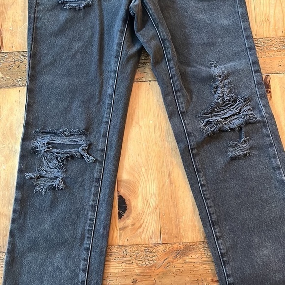 NWT Garage Denim Vintage Straight Black High Waist Distressed Jeans 0 24W - Picture 7 of 13